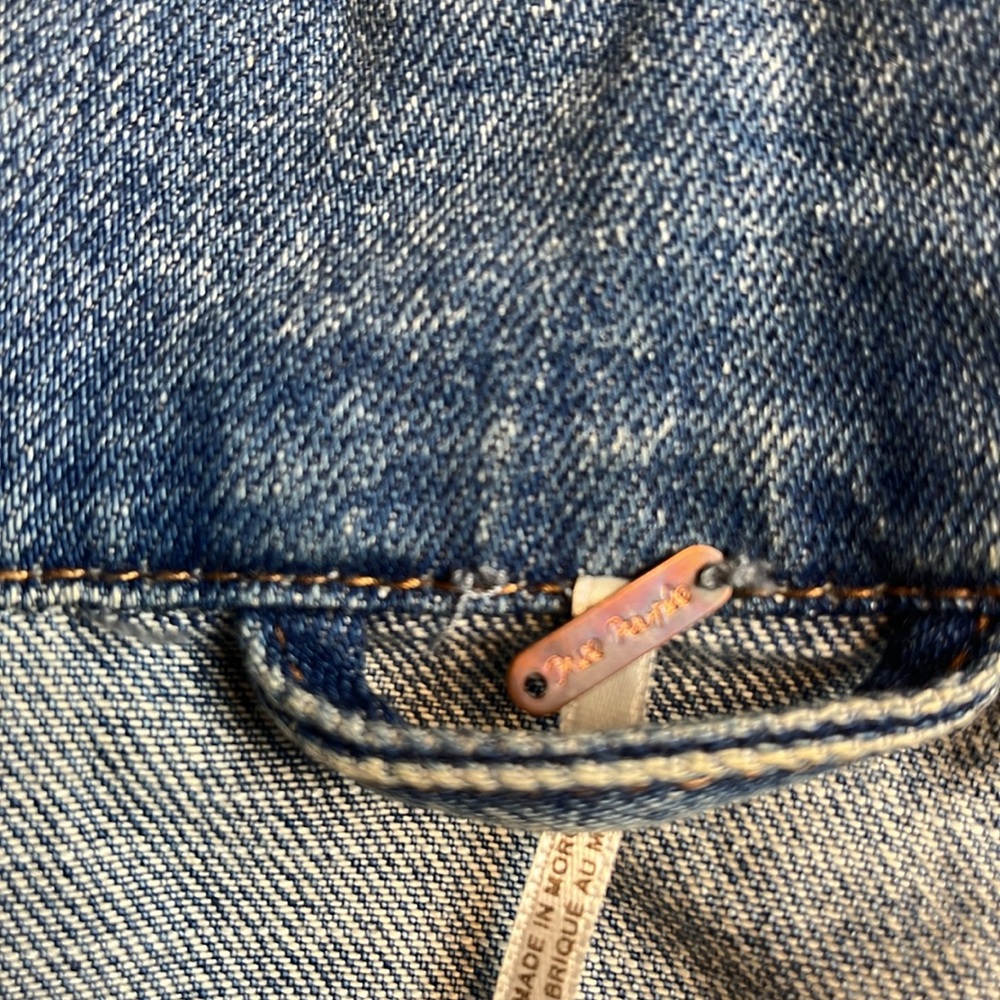 Free People Boho Rumors Denim Patchwork Trucker Jacket Size S - Picture 11 of 11